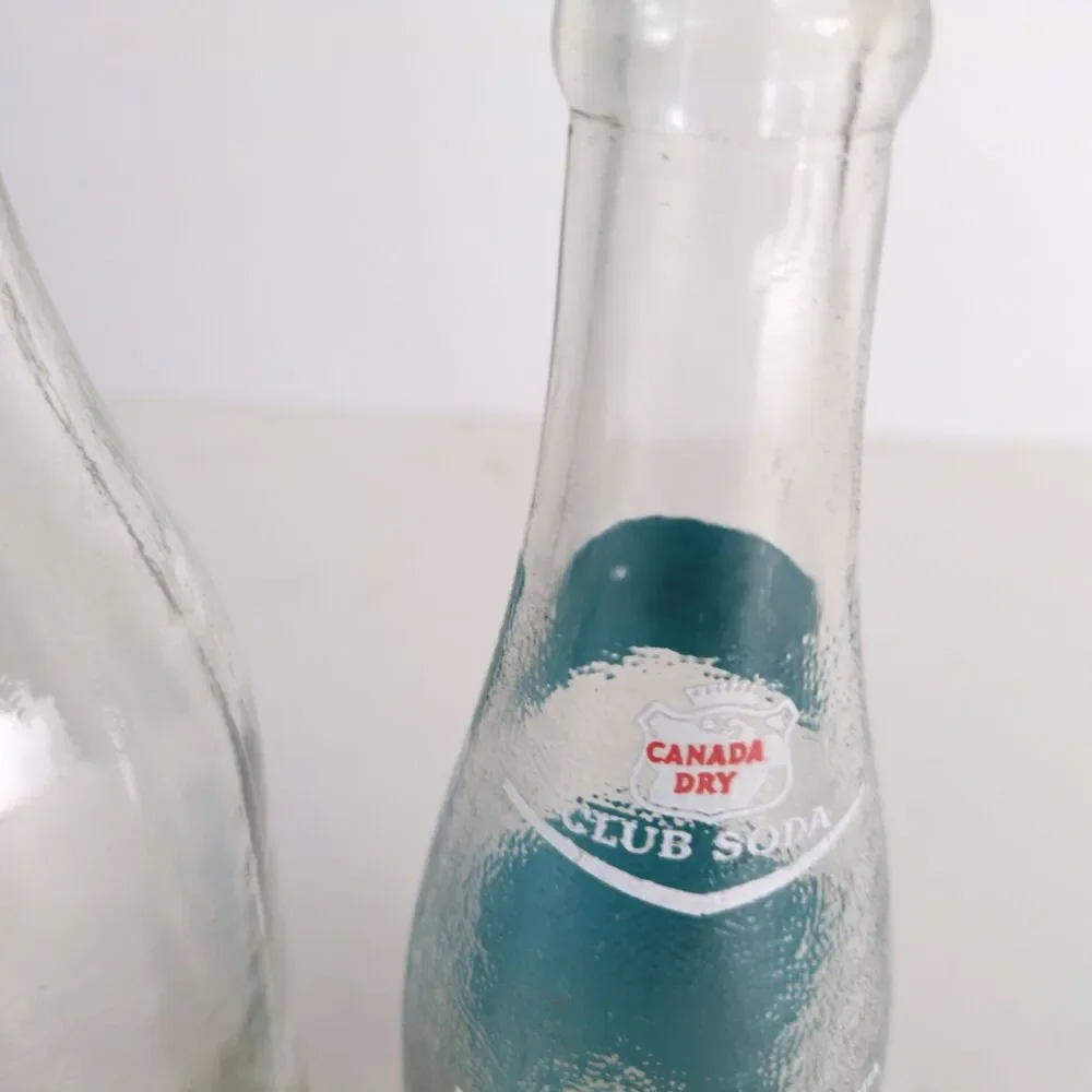 Set 3 Vtg 1960s Canada Dry‎ ACL Glass Bottles 7oz Club Soda 12oz 10oz Ginger Ale